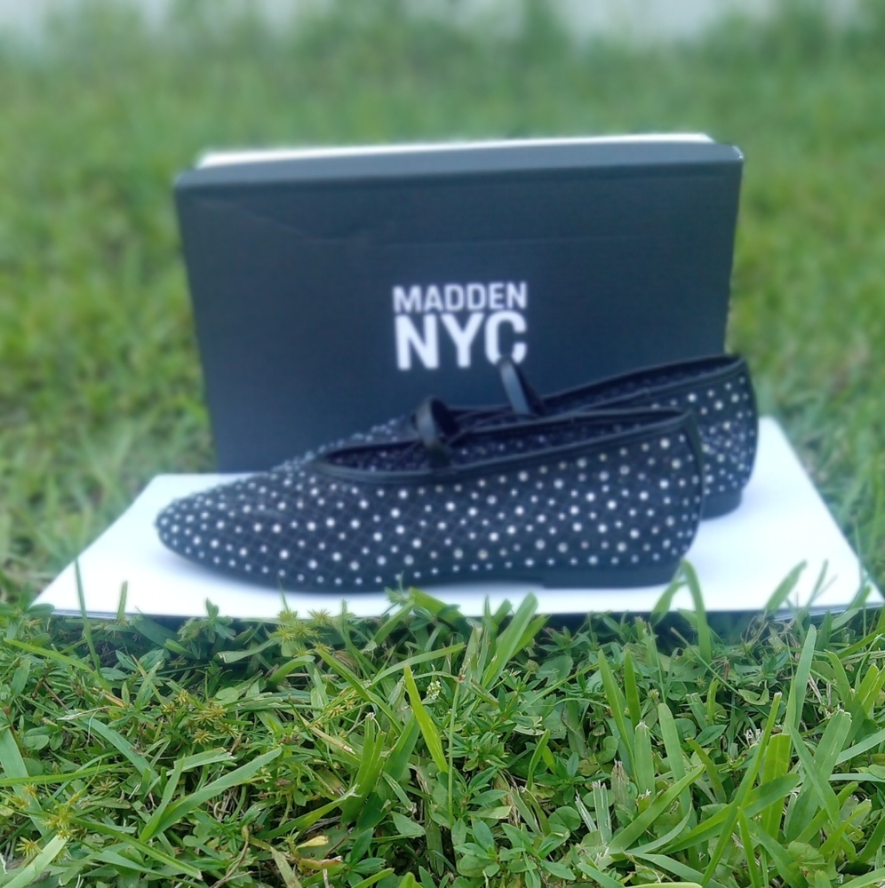 Madden NYC Black Mesh Studded Flats - Picture 7 of 8